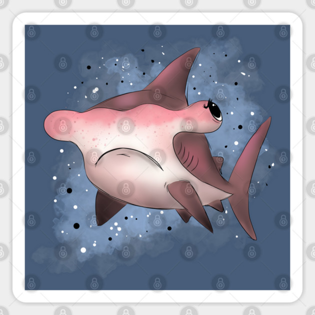 Grumpy Hammerhead Shark Sticker by H. R. Sinclair