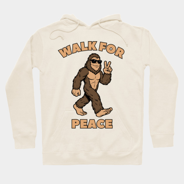 Walk for Peace — Cool Sasquatch Peace Sign Hoodie by Creatifly Graphic Tees