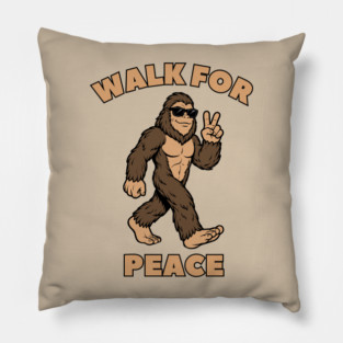 Walk for Peace — Cool Sasquatch Peace Sign Pillow