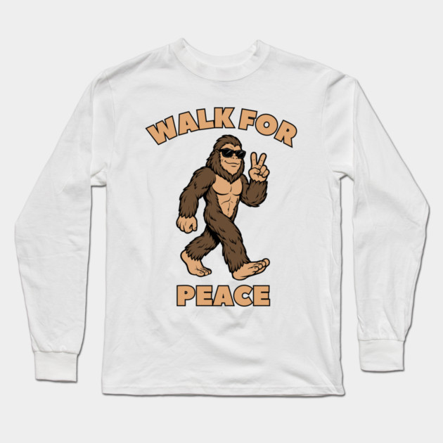 Walk for Peace — Cool Sasquatch Peace Sign Long Sleeve T-Shirt by Creatifly Graphic Tees