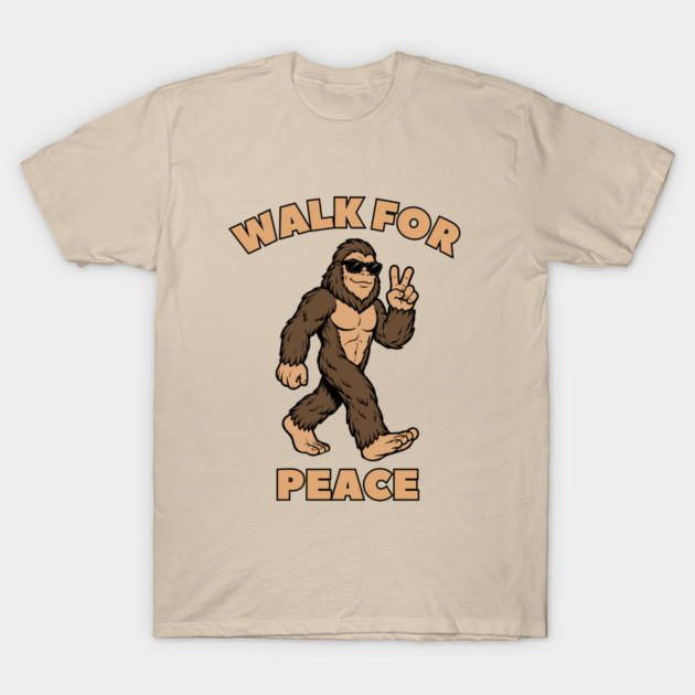 Walk for Peace — Cool Sasquatch Peace Sign T-Shirt by Creatifly Graphic Tees