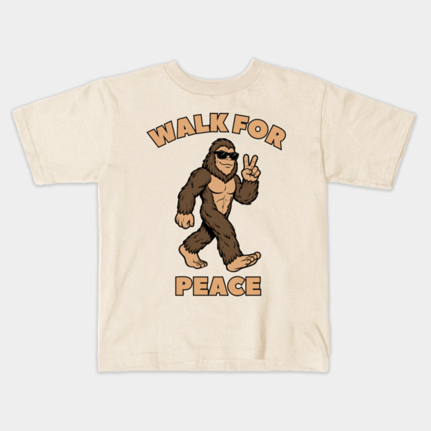 Walk for Peace — Cool Sasquatch Peace Sign Kids T-Shirt by Creatifly Graphic Tees