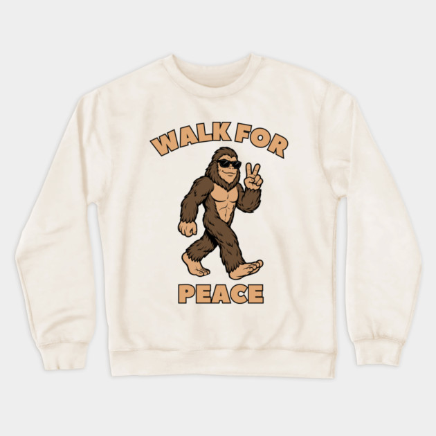 Walk for Peace — Cool Sasquatch Peace Sign Crewneck Sweatshirt by Creatifly Graphic Tees