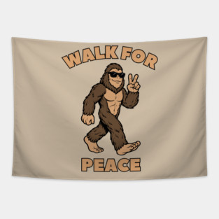 Walk for Peace — Cool Sasquatch Peace Sign Tapestry