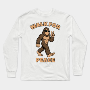 Walk for Peace — Cool Sasquatch Peace Sign Long Sleeve T-Shirt