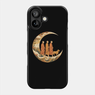 Walking for Peace - Monks and Dog in a Crescent Moon Phone Case