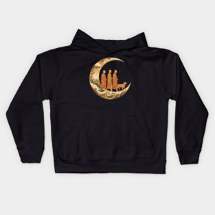 Walking for Peace - Monks and Dog in a Crescent Moon Kids Hoodie