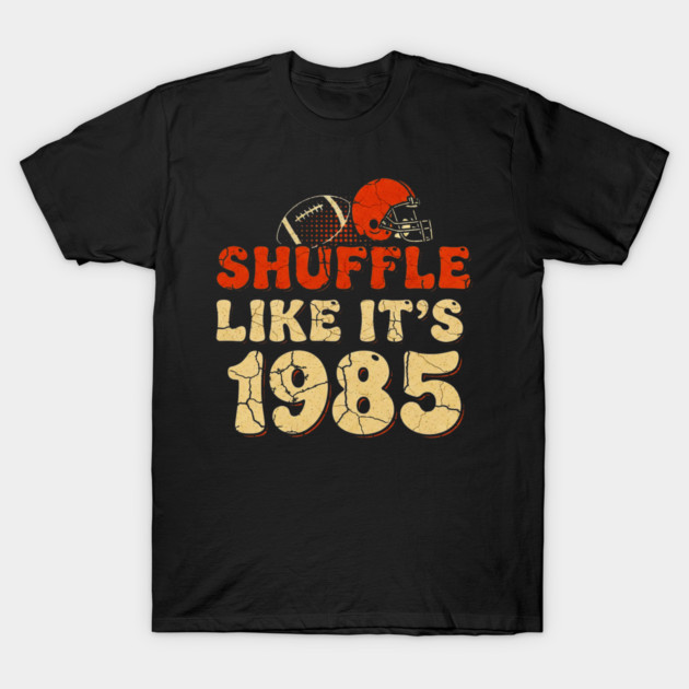 Shuffle Like It's 1985 | Retro Football Helmet Design T-Shirt by OUTFITPAW