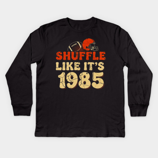 Shuffle Like It's 1985 | Retro Football Helmet Design Kids Long Sleeve T-Shirt by OUTFITPAW