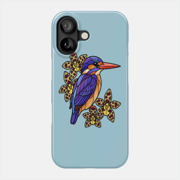 African Pygmy Kingfisher Stained Glass Art Phone Case by BirdsnStuff