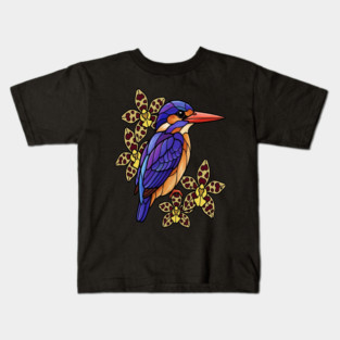 African Pygmy Kingfisher Stained Glass Art Kids T-Shirt
