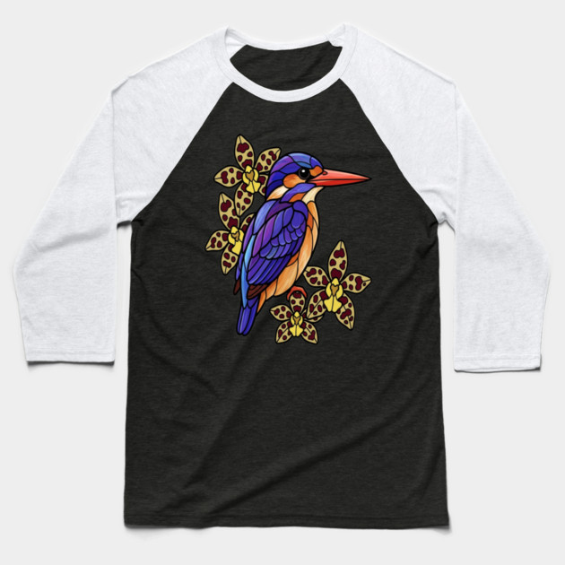 African Pygmy Kingfisher Stained Glass Art Baseball T-Shirt by BirdsnStuff