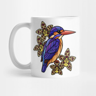 African Pygmy Kingfisher Stained Glass Art Mug