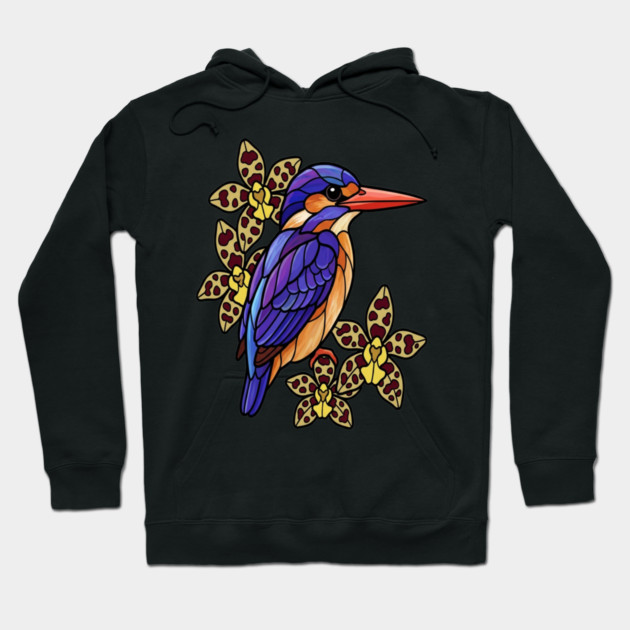 African Pygmy Kingfisher Stained Glass Art Hoodie by BirdsnStuff
