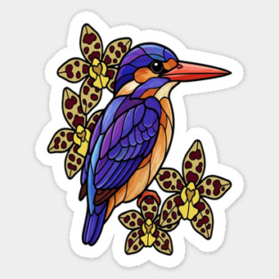 African Pygmy Kingfisher Stained Glass Art Sticker