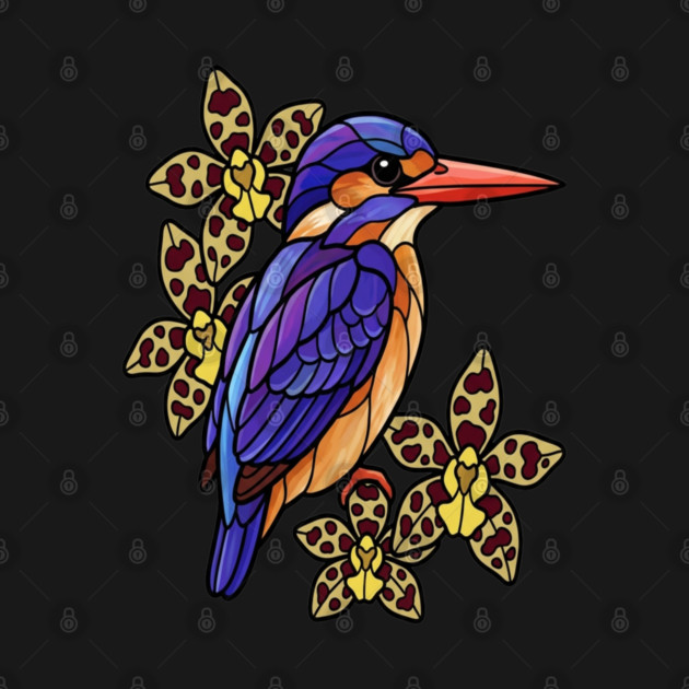 African Pygmy Kingfisher Stained Glass Art by BirdsnStuff