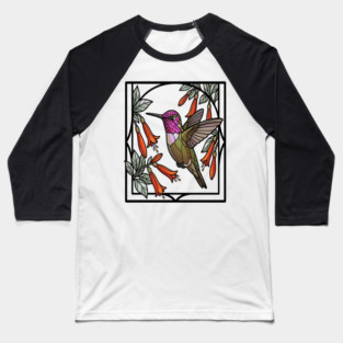 Anna's Hummingbird Stained Glass Art Baseball T-Shirt