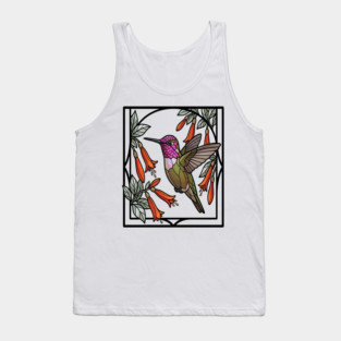 Anna's Hummingbird Stained Glass Art Tank Top