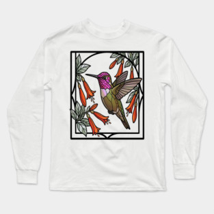 Anna's Hummingbird Stained Glass Art Long Sleeve T-Shirt