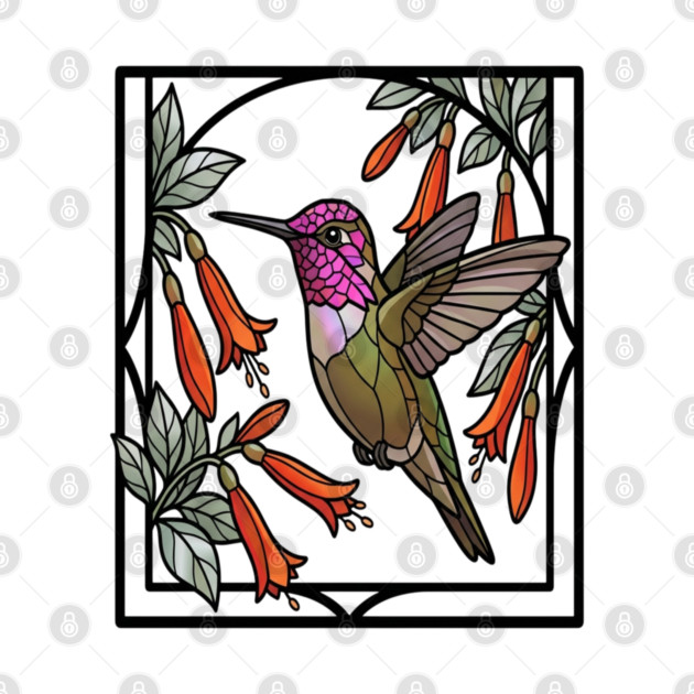Anna's Hummingbird Stained Glass Art by BirdsnStuff