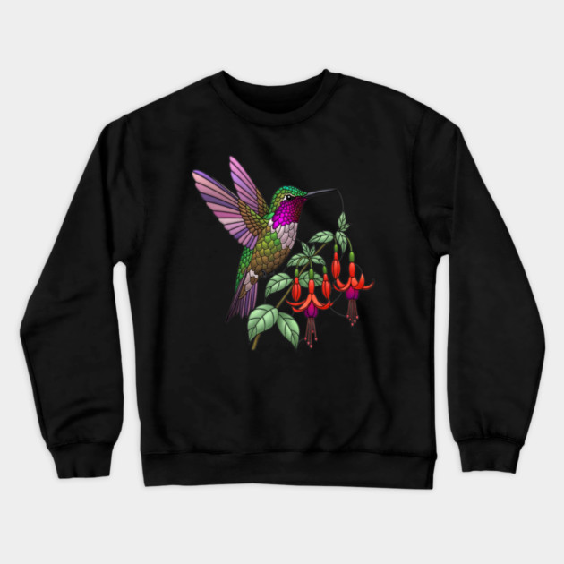 Anna's Hummingbird Fuchsia Aesthetic Crewneck Sweatshirt by BirdsnStuff