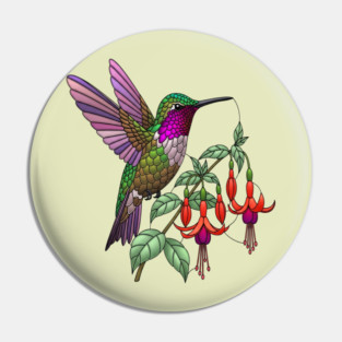 Anna's Hummingbird Fuchsia Aesthetic Pin