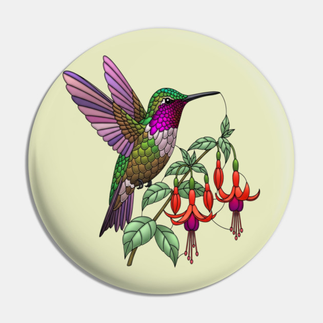 Anna's Hummingbird Fuchsia Aesthetic Pin by BirdsnStuff
