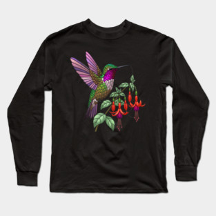 Anna's Hummingbird Fuchsia Aesthetic Long Sleeve T-Shirt