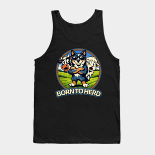 Born to Herd – Cool Blue Heeler Cartoon Design Tank Top