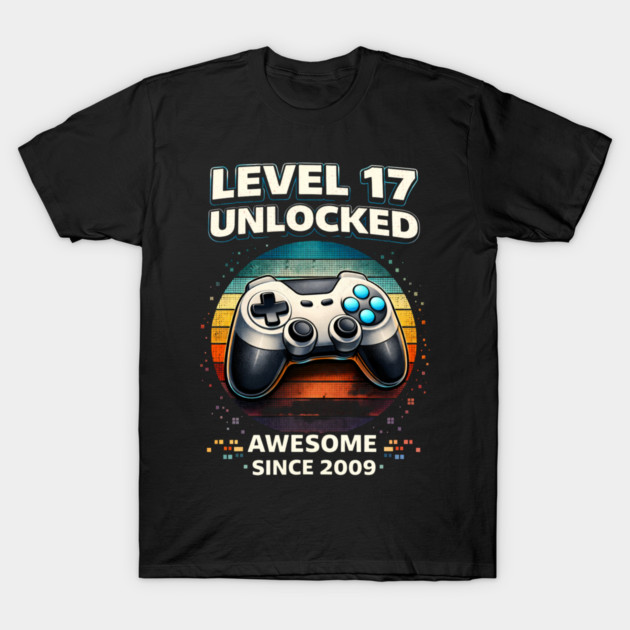 Level 17 Unlocked Awesome Since 2009 Gamer Birthday T-Shirt by ArtistTee ⭐⭐⭐⭐⭐