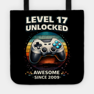 Level 17 Unlocked Awesome Since 2009 Gamer Birthday Tote