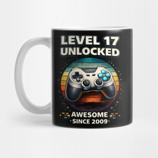 Level 17 Unlocked Awesome Since 2009 Gamer Birthday Mug
