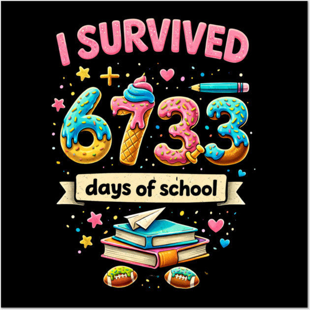 I Survived 6733 Days Of School Teacher Student Wall Art by ArtistTee ⭐⭐⭐⭐⭐