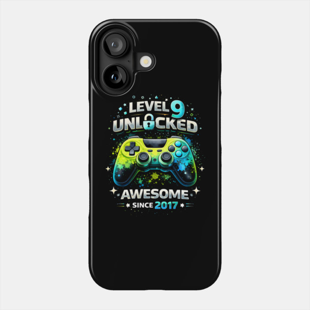 Level 9 Unlocked Awesome Since 2017 Gamer Birthday Phone Case by ArtistTee ⭐⭐⭐⭐⭐
