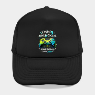 Level 9 Unlocked Awesome Since 2017 Gamer Birthday Hat