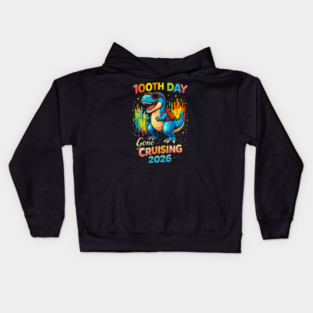 100th Day Gone Cruising 2026 Dinosaur Celebration Kids Hoodie