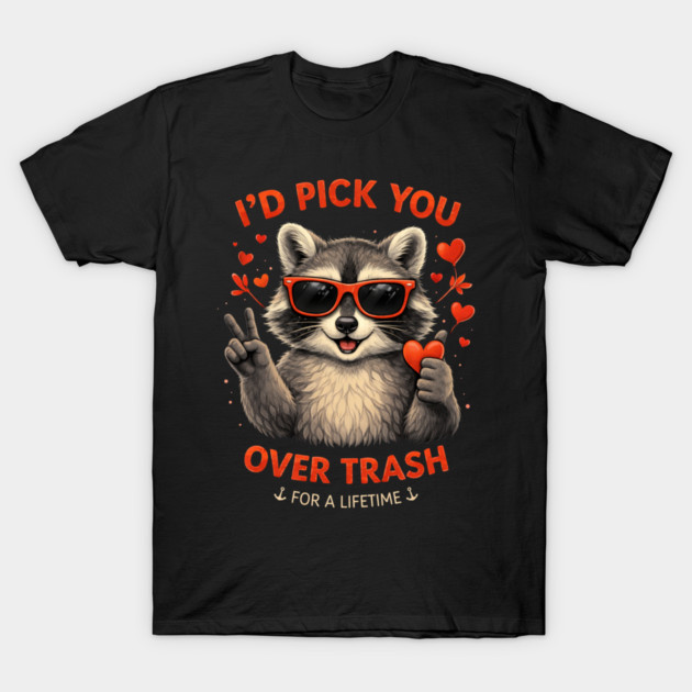 I'd Pick You Over Trash For A Lifetime Raccoon Valentine T-Shirt by ArtistTee ⭐⭐⭐⭐⭐