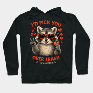 I'd Pick You Over Trash For A Lifetime Raccoon Valentine Hoodie
