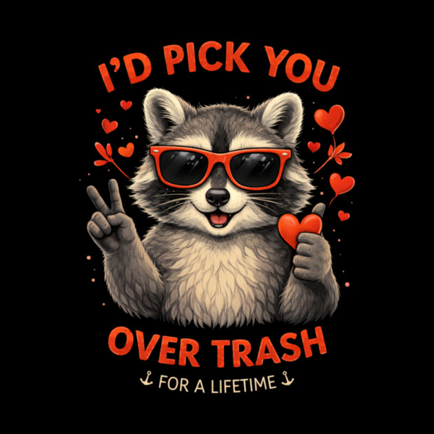 I'd Pick You Over Trash For A Lifetime Raccoon Valentine by ArtistTee ⭐⭐⭐⭐⭐