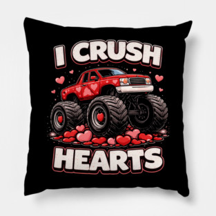 I Crush Hearts Valentine's Day Monster Truck Lover Pillow
