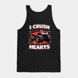 I Crush Hearts Valentine's Day Monster Truck Lover Tank Top