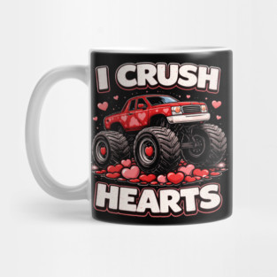 I Crush Hearts Valentine's Day Monster Truck Lover Mug