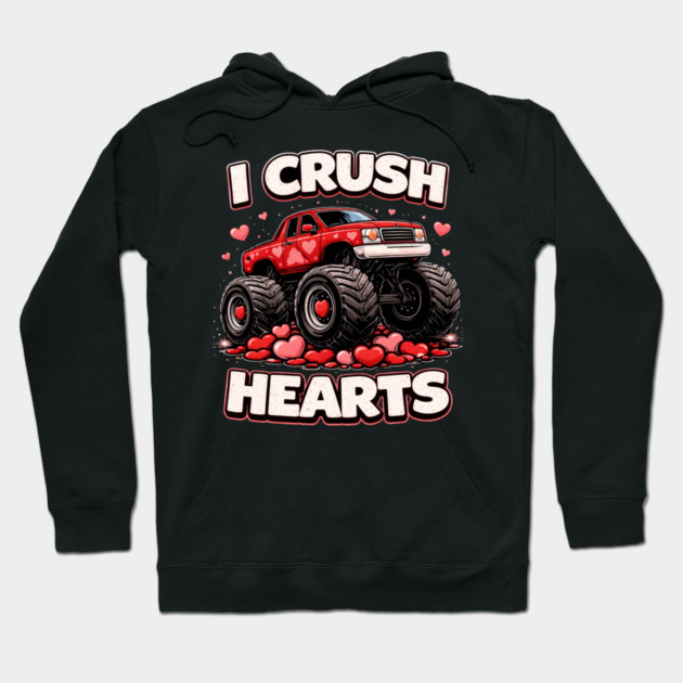 I Crush Hearts Valentine's Day Monster Truck Lover Hoodie by ArtistTee ⭐⭐⭐⭐⭐