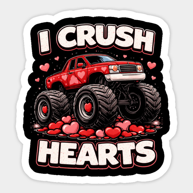 I Crush Hearts Valentine's Day Monster Truck Lover Magnet by ArtistTee ⭐⭐⭐⭐⭐
