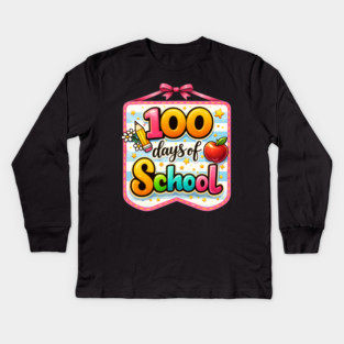 100 Days Of School Teacher Celebration Kids Long Sleeve T-Shirt