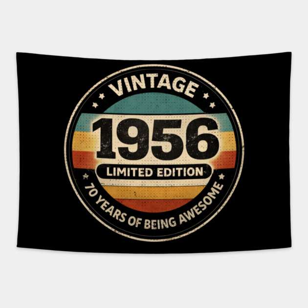 Vintage 1956 Limited Edition 70 Years Of Being Awesome Tapestry by ArtistTee ⭐⭐⭐⭐⭐