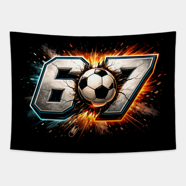 67 Soccer Ball Explosive Sport Fan Tapestry by ArtistTee ⭐⭐⭐⭐⭐