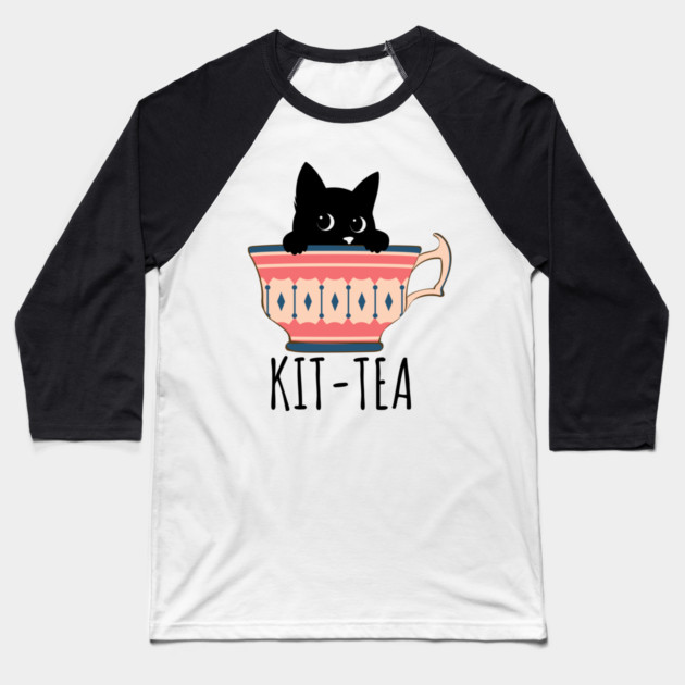 KIT-TEA Stealthy Sips Baseball T-Shirt by Champanie's Store