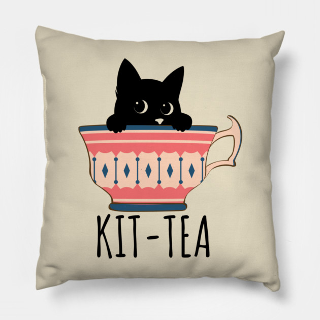 KIT-TEA Stealthy Sips Pillow by Champanie's Store
