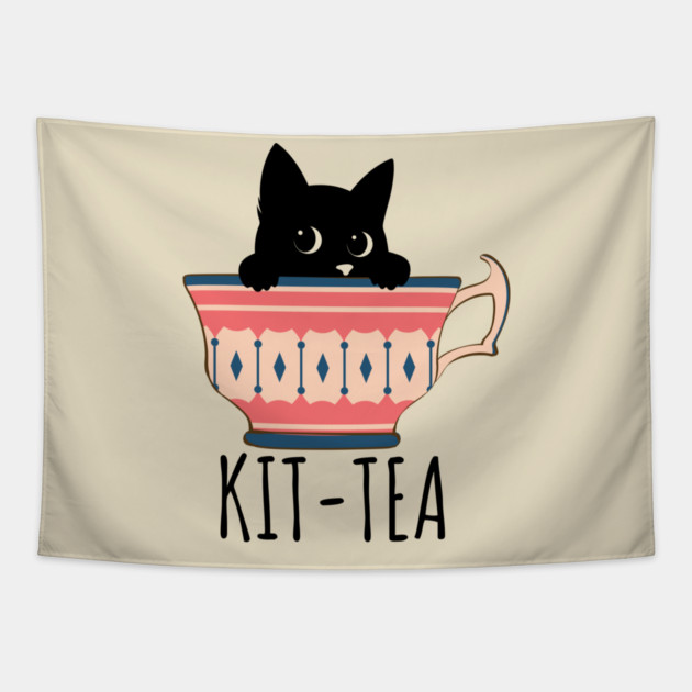 KIT-TEA Stealthy Sips Tapestry by Champanie's Store